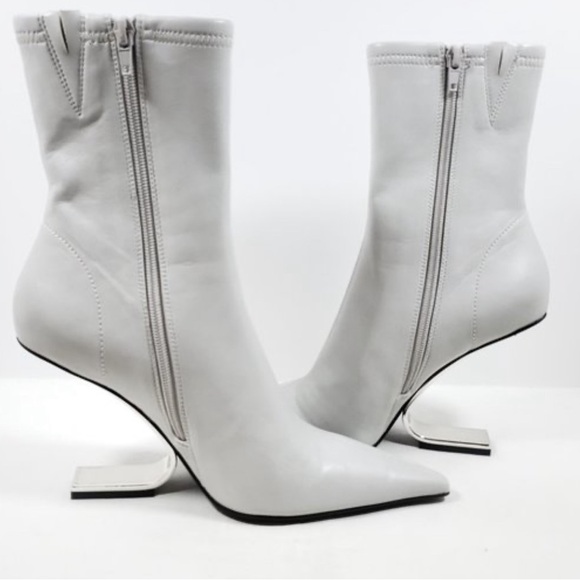 JEFFREY CAMPBELL LIGHT GREY HIDDEN HEEL ANKLE BOOTS SIZE 8 - Picture 2 of 7